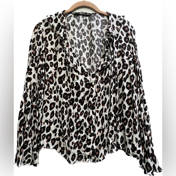 Zara Tops Zara Leopard Print Blouse Poshmark